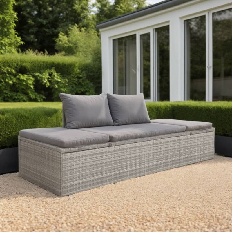 Lettino da Giardino Grigio 195x60 cm in Polyrattan - Vidaxl