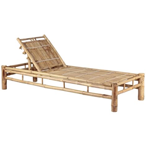 Lettino da esterno in bamboo senza cuscino 200x74 cm