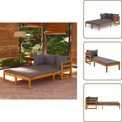 Lettino da esterno - vidaXL Lettini Prendisole con Cuscini Grigio Scuro 2 pz Legno d'Acacia - Lettino in acacia