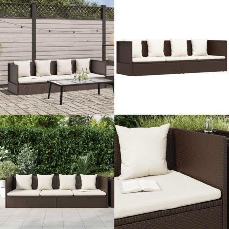Lettino da Giardino con Cuscini in Polyrattan Marrone - Cuscino da giardino - Lettino in rattan