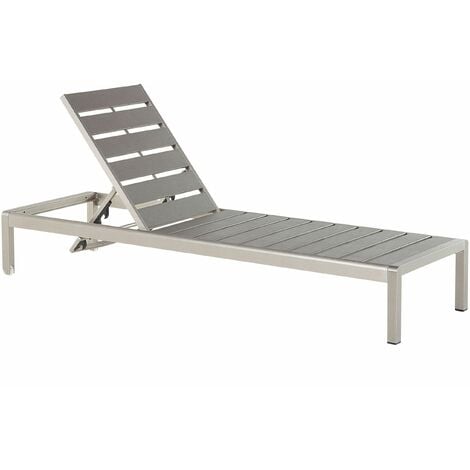 Lettino da Giardino con Struttura in Alluminio Argento e Legno Grigio Nardo