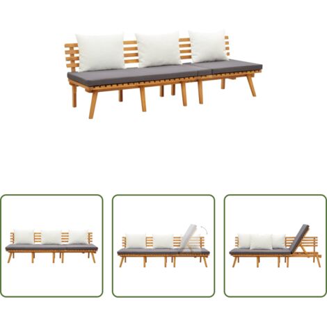 Lettino da giardino -  Divano Letto da Giardino 200x65 cm in Legno Massello di Acacia
