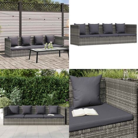 Lettino da Giardino Grigio 200x60 cm in Polyrattan - Polyrattan - Lettino da giardino grigio