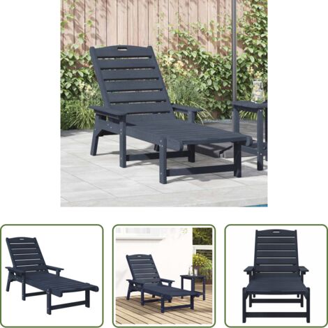 Lettino da giardino -  Lettino da sole Blu navy 195,5 x 53 x 98,5 cm HDPE