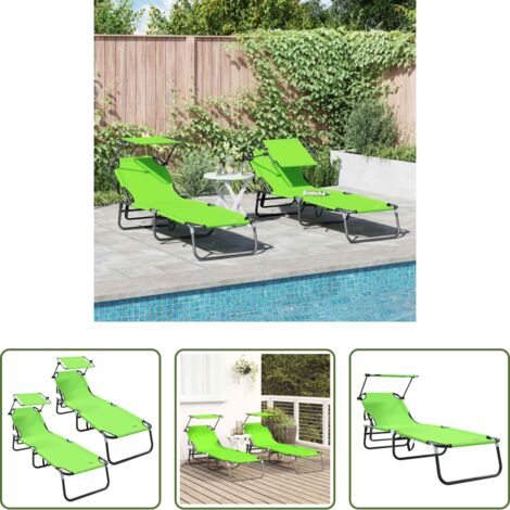 Lettino da giardino - Lettino prendisole pieghevole 2 pcs Verde 190 x 57 x 81 cm