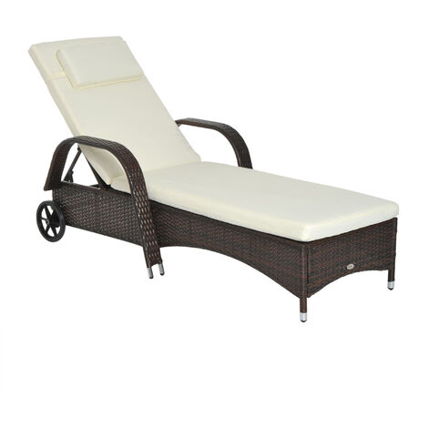 Lettino da Giardino Prendisole Relax in Rattan Sintetico Marrone