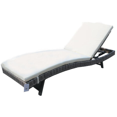 miozzi Lettino Chaise Longue da Giardino Poltrona Relax Grigia 170x64x80 cm