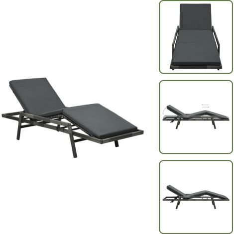 Lettino da giardino - vidaXL Lettino Prendisole con Cuscino in Polyrattan Grigio - Lettino da patio