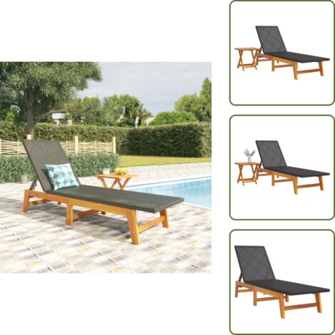 Lettino da giardino - vidaXL Sdraio con Tavolo Polyrattan e Legno Massello di Acacia - Tavolo in legno