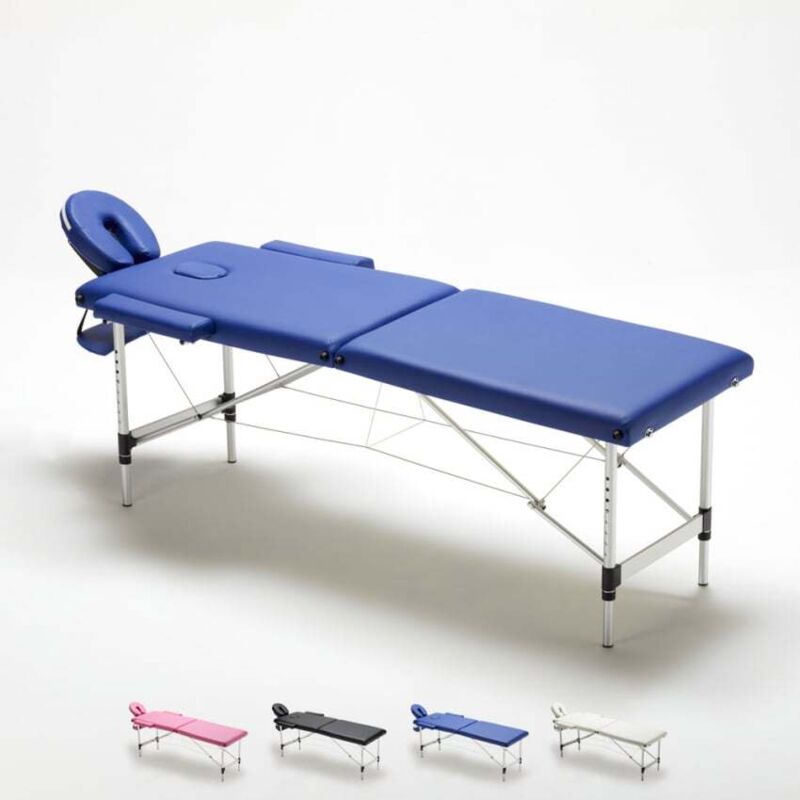 Table de massage pliante en aluminium portable 2 zones 210 cm Shiatsu - Bleu