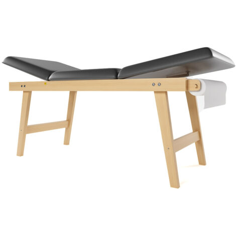 Lettino da Massaggio Visita Fisioterapia Fisso 3 Sezioni 190x70x75 cm 200 Kg Giano Nero