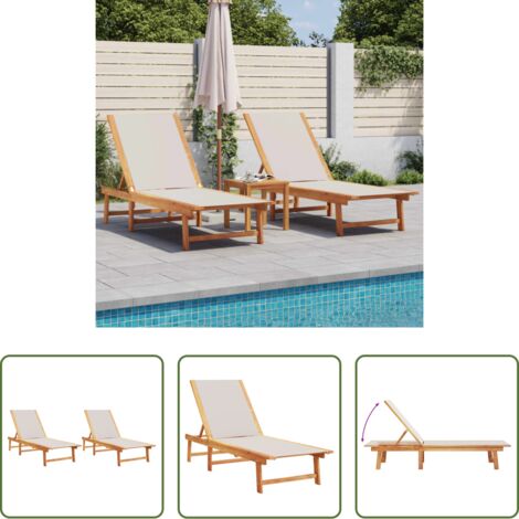 Lettino da piscina -  Lettini Prendisole 2 pz Grigi Legno Massello Acacia e Textilene