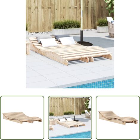 Lettino da piscina -  Lettini Prendisole 2pz 205x60x31,5 cm in Legno Massello di Pino