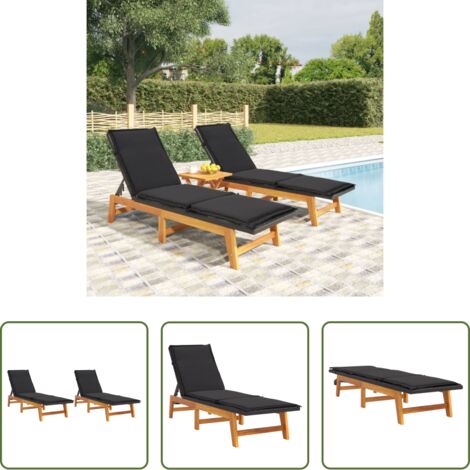 Lettino da piscina -  Sdraio con Cuscini 2pz Polyrattan e Legno Massello di Acacia