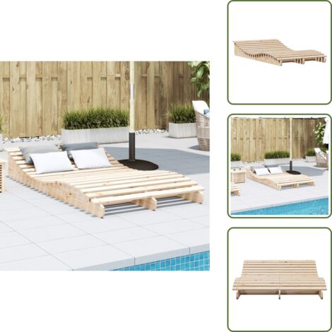 Lettino da piscina - vidaXL Lettino Prendisole 205x110x31,5 cm in Legno Massello di Pino - Lettino a doghe