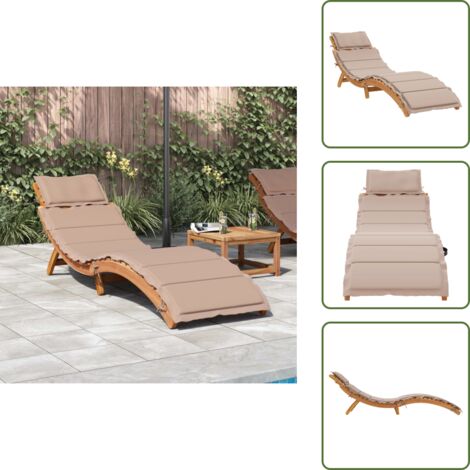 Lettino da piscina - vidaXL Lettino Prendisole con Cuscino Tortora Legno Massello di Acacia - Lettino pieghevole