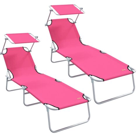 Lettino da sole 2 pcs Rosa 58 x 188 x 77cm Poliestere vidaXL