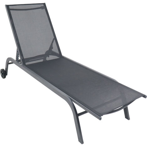 Lettino da sole VCM arrotolabile Dimensioni ca. L. 192 x A. 32 x L. 58 cm Sedia reclinabile con schienale regolabile Lettino da spiaggia - Sonlas 192x58 (Nero)