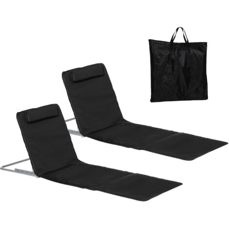 Lettino da spiaggia, sdraio, sedia a sdraio da giardino pieghevole, schienale regolabile, con tasche laterali dimensioni: 48 cm x 134 cm x 33-43 cm nero.