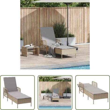 Lettino esterno -  Lettino da sole Beige e Grigio Chiaro 55 x 200 x 92 cm