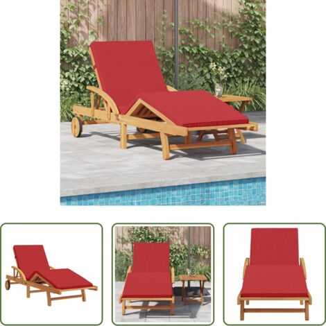 Lettino esterno -  Lettino da sole Rosso 200 x 67 x 84cm Legno massello di acacia
