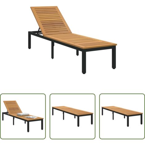 Lettino esterno -  Lettino prendisole Nero 200 x 55 x 35 cm