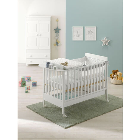 Lettino Homi con fasciatoio Azzurra Design  Bianco letto per neonati sponde regolabili vernici atossiche bambini camera da letto cameretta