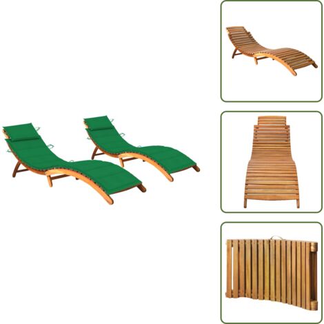 Lettino in acacia - vidaXL Lettini Prendisole 2 pz con Cuscini in Legno Massello d'Acacia - Cuscino da giardino