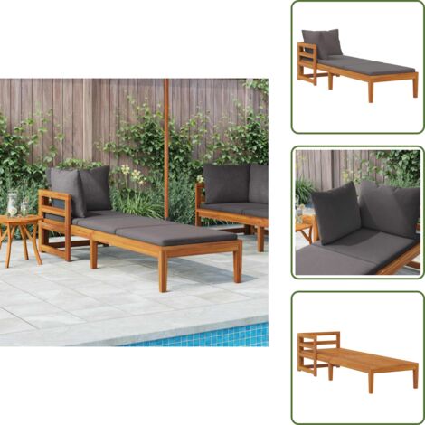 Lettino in acacia - vidaXL Lettino Prendisole con 1 Bracciolo Grigio Scuro Massello Acacia -