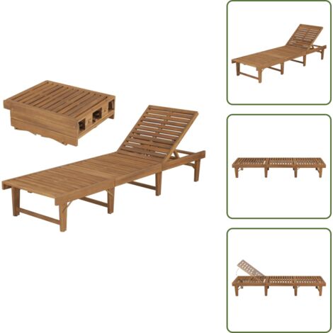 Lettino in acacia - vidaXL Lettino Prendisole Pieghevole in Legno Massello di Acacia -