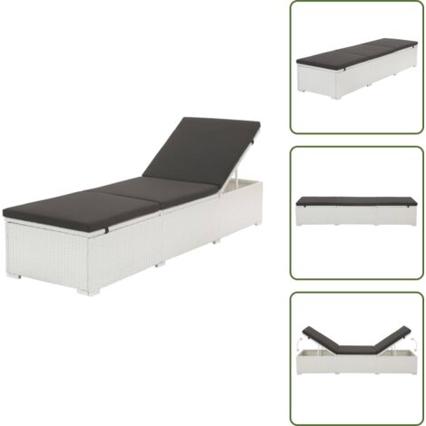 Lettino in acciaio - vidaXL Lettino Prendisole con Cuscino in Polyrattan Bianco - Lettino per giardino