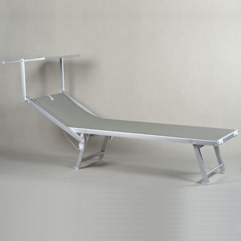 Lettino in alluminio Playa con parasole struttura in alluminio cm 186x70x40h colore sabbia sdraio prendisole