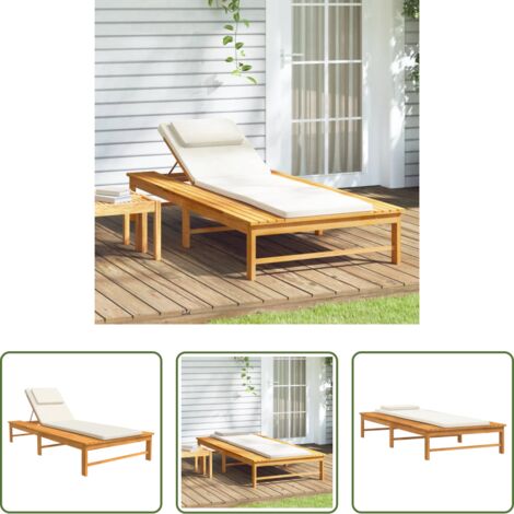 Lettino in legno -  Lettino Cuscino e Guanciale Bianco Crema Legno Massello Acacia