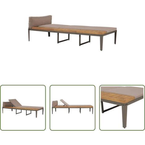 Lettino in legno -  Lettino Prendisole con Cuscini in Massello Acacia Marrone