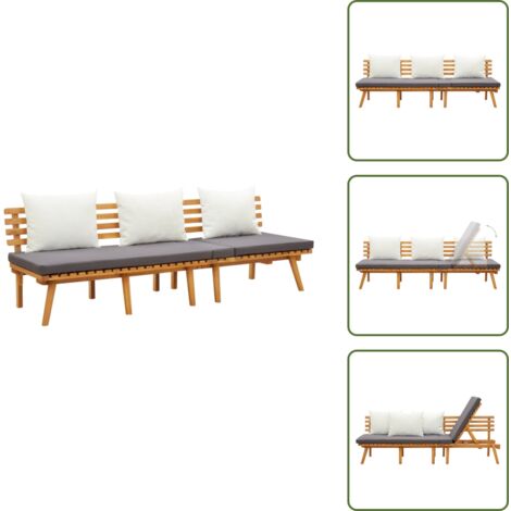 Lettino in legno - vidaXL Divano Letto da Giardino 200x65 cm in Legno Massello di Acacia - Divano da esterno