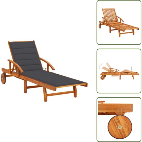 Lettino in legno - vidaXL Lettino Prendisole da Giardino con Cuscino Massello di Acacia - Lettino con cuscino