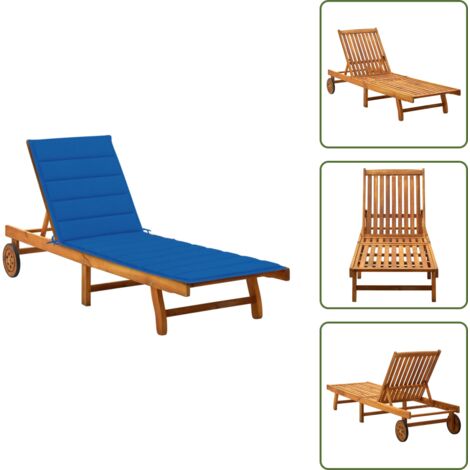 Lettino in legno - vidaXL Lettino Prendisole da Giardino con Cuscino Massello di Acacia - Lettino con cuscino