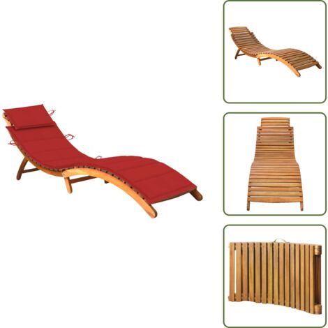 Lettino in legno - vidaXL Lettino Prendisole da Giardino con Cuscino Massello di Acacia - Lettino in acacia