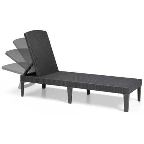 Lettino Jaipur in resina antiurto effetto polirattan graphite 187x58x29 cm regolabile da giardino mare piscina