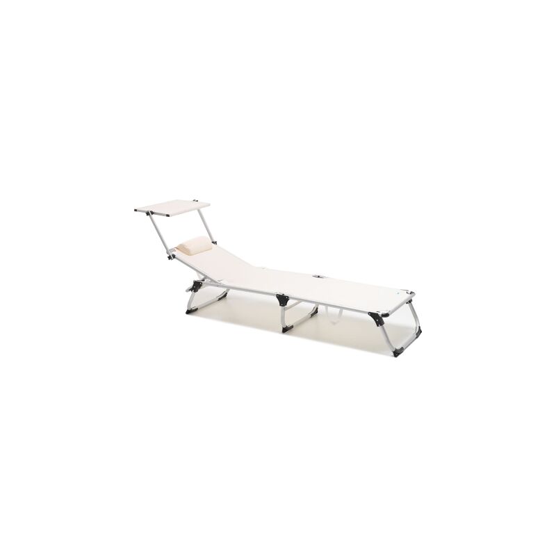 Lettino Mackay da mare colore bianco con parasole reclinabile da giardino mare piscina