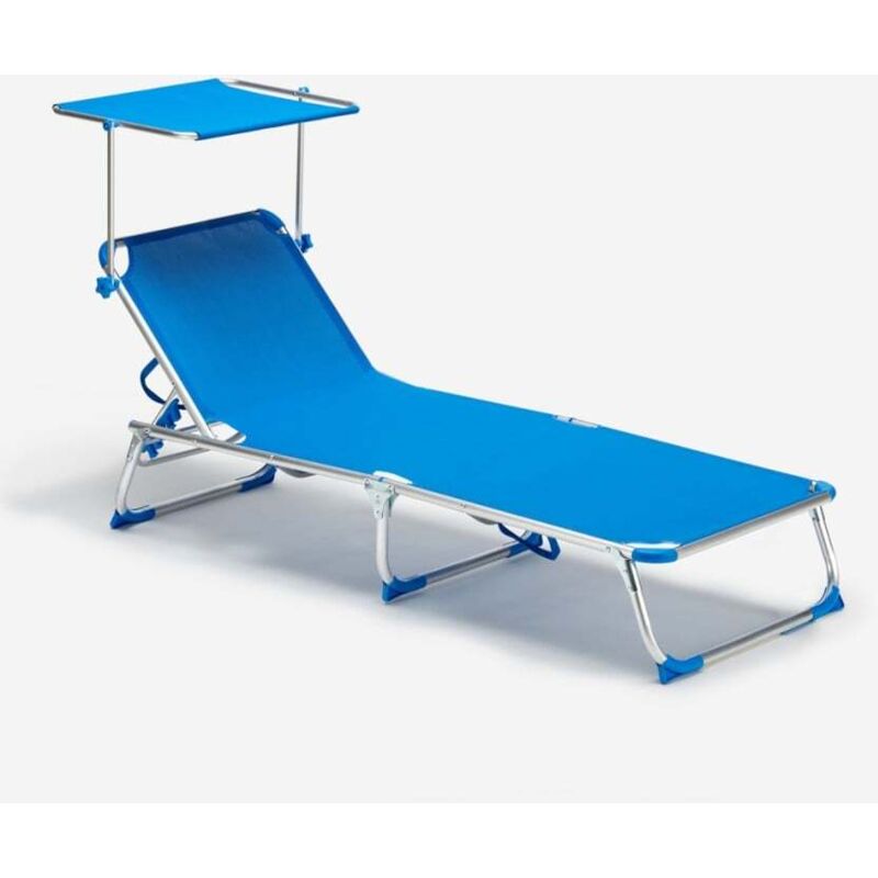 Lettino Spiaggia Mare Alluminio Pieghevole California Blu