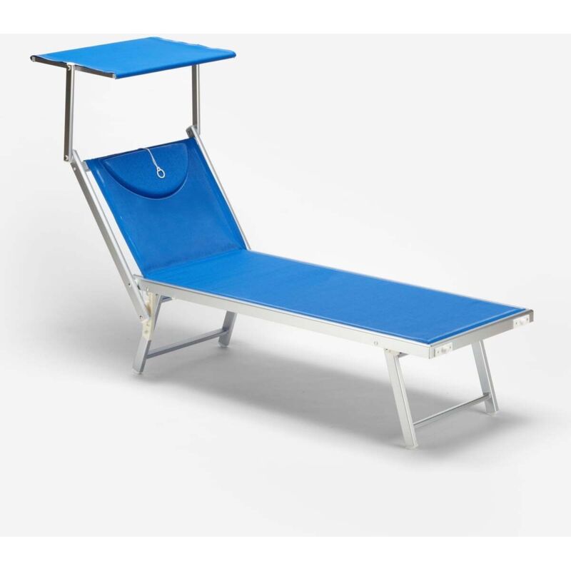 KOMFOTTEU Lettino Da Spiaggia Pieghevole Blu – Regolabile, Cuscino Incluso, Portatile 6kg