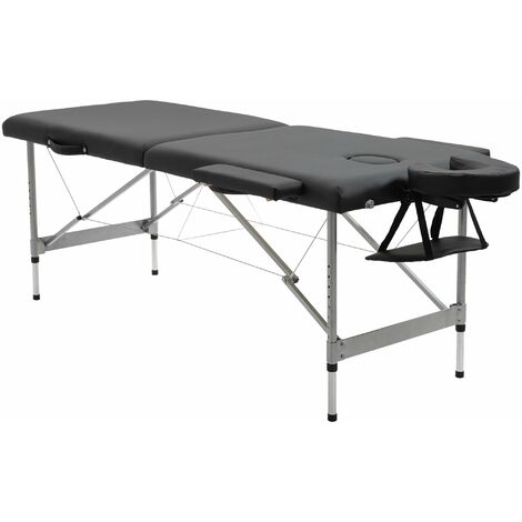 Lettino Massaggi Portatile 186x71x62-83 cm in Similpelle Nero