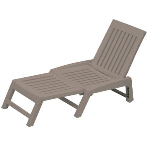 Lettino Orfeo pieghevole in resina antiurto tortora 177x61x30 cm da giardino mare piscina