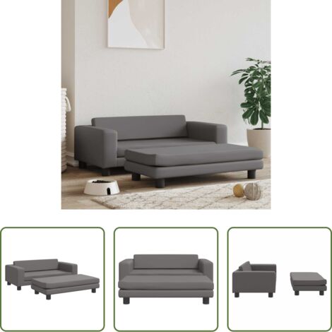 Lettino per animali domestici -  Lettino per Cani con Estensione Grigio 100x50x30 cm Similpelle