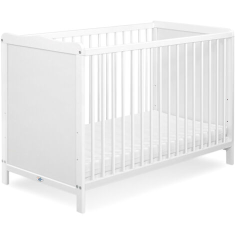 Lettino per bambini Matteo in legno bianco 120x60cm con frontale intero