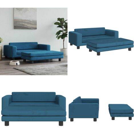 Lettino per Cani con Estensione Blu 100x50x30 cm in Velluto - Cuccia per cani - Lettino per animali domestici