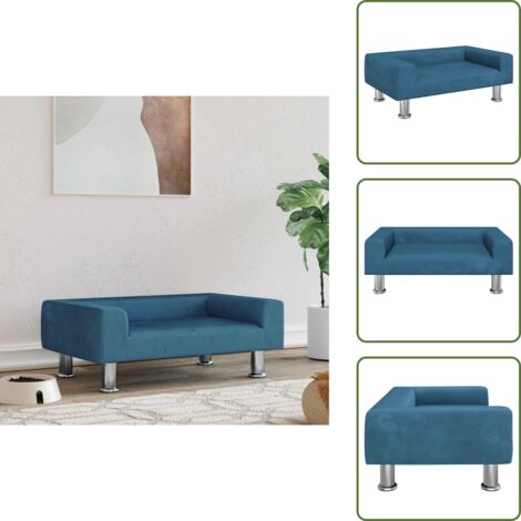 Lettino per cani in legno - vidaXL Lettino per Cani Blu 70x45x26,5 cm in Velluto -