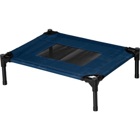 Lettino per Cani Rialzato con Seduta Traspirante 61x46x18 cm in Acciaio e Tessuto Marrone e Nero