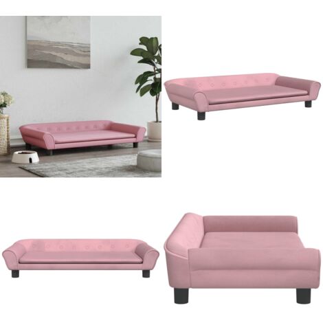 Lettino per Cani Rosa 100x50x21 cm in Velluto - Lettino per animali domestici - Lettino in velluto